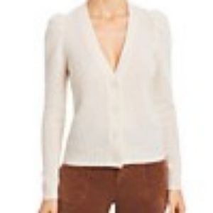 Cashmere puff sleeve cardigan